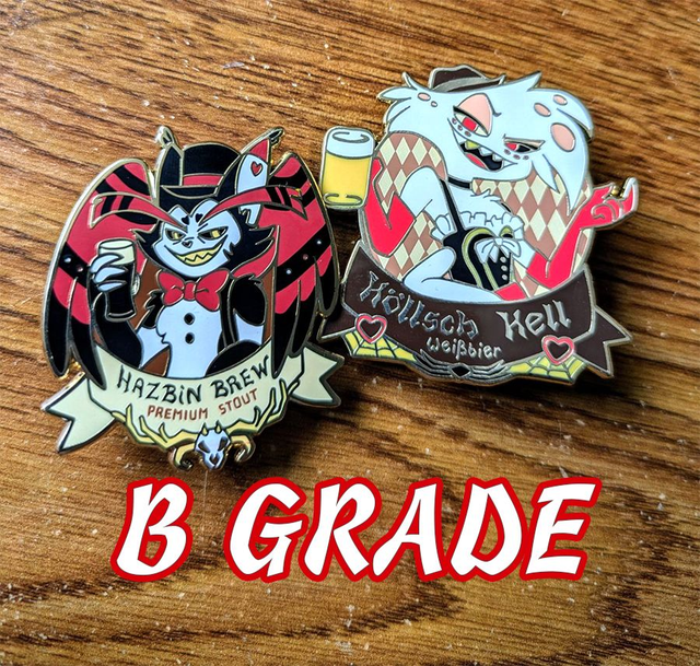 B grade enamel pins