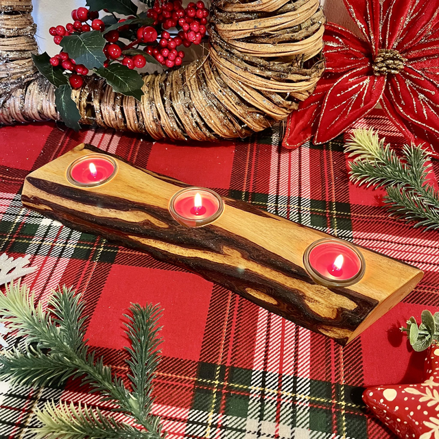 Handcrafted Pine Wood Tealight Holder
