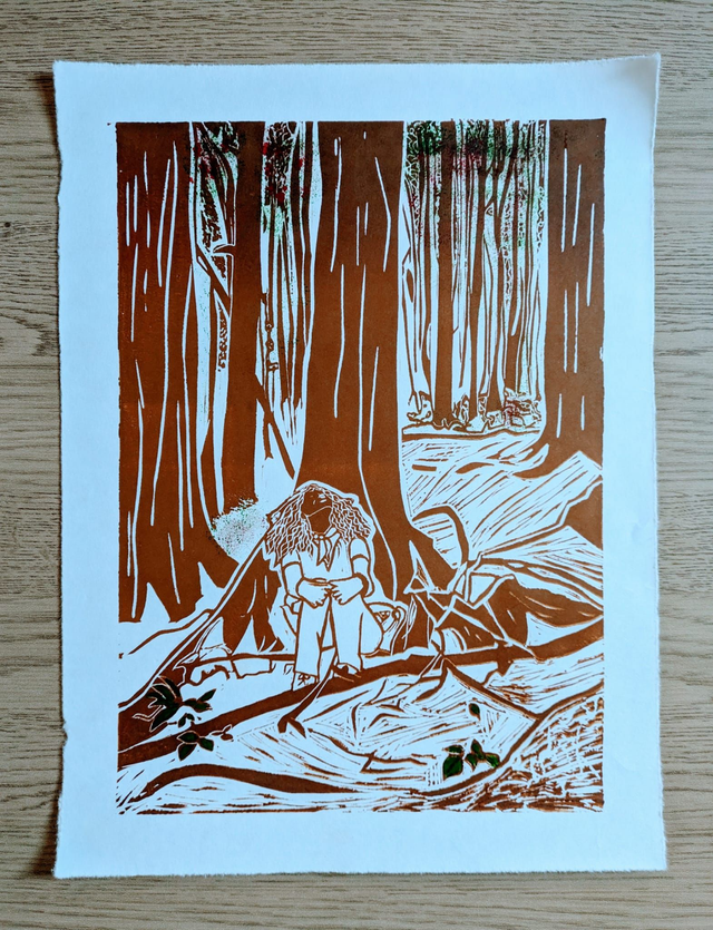 Magic in the woods - Lino Print