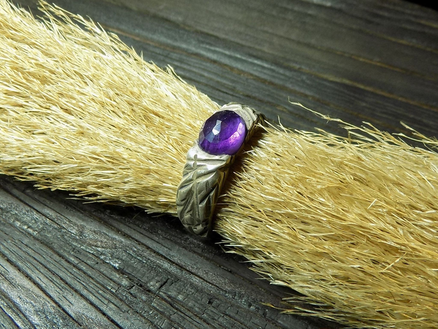 COSMOS-Bague Argent&amp;Amethyste 