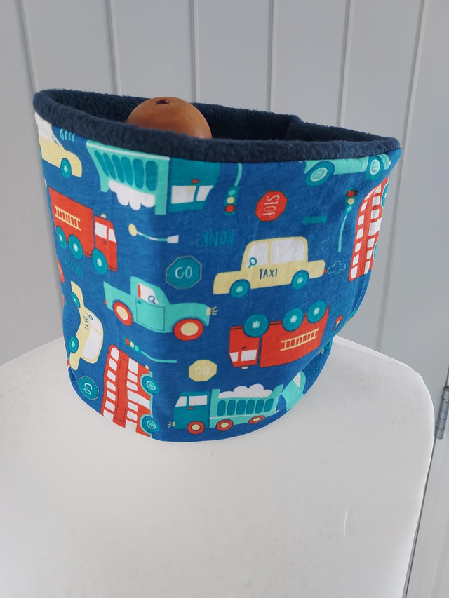 Vehicles Neck Warmer, Snood with Navy Blue Fleece,