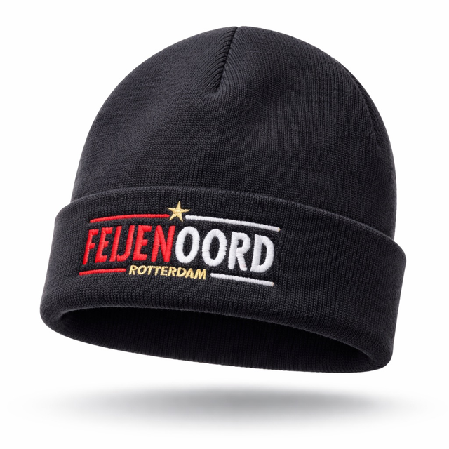 Feijenoord muts - Rood/wit ster logo - Zwart