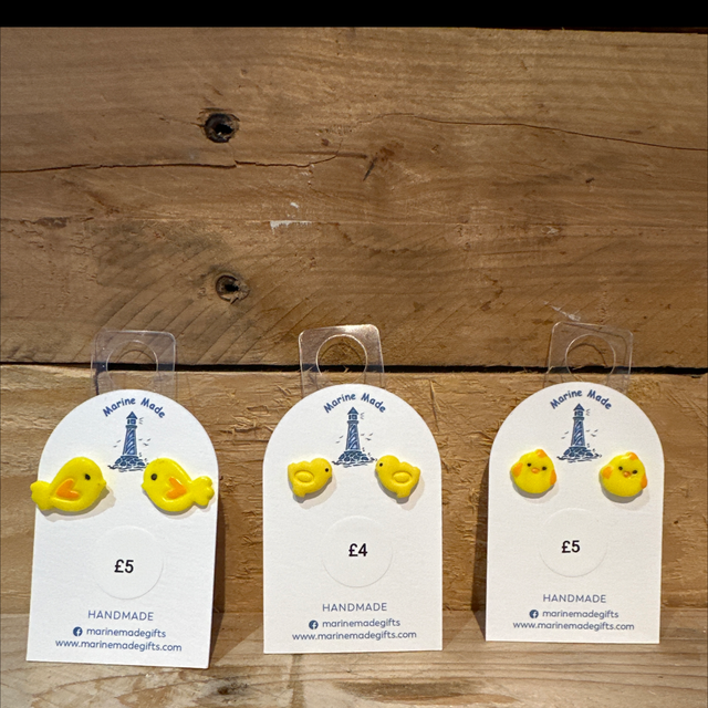 Bird Polymer Clay Stud Earrings 