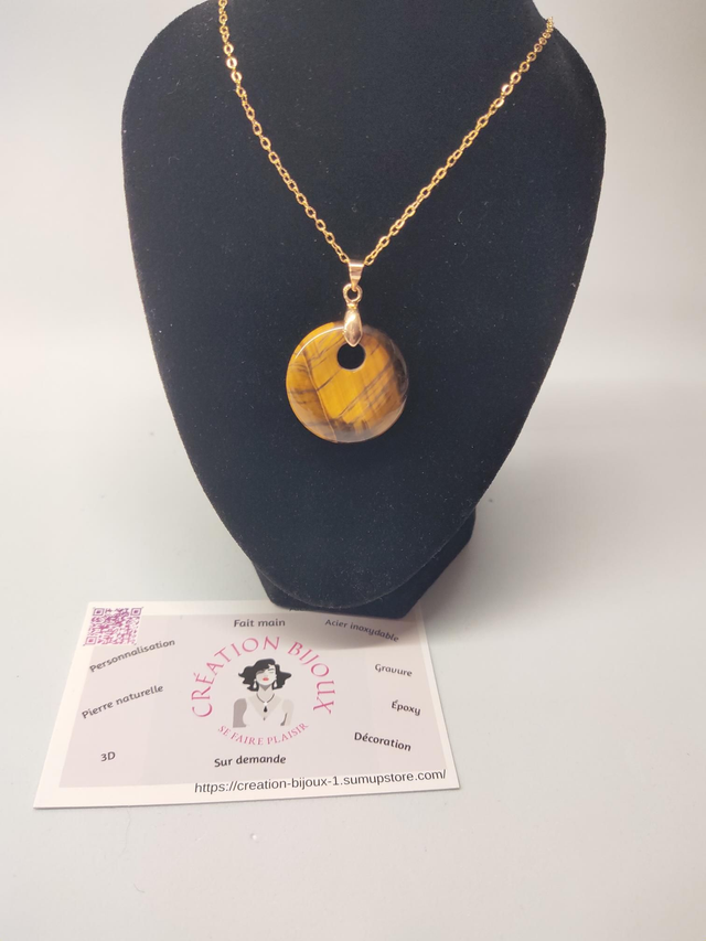 Collier donuts oeil de tigre 