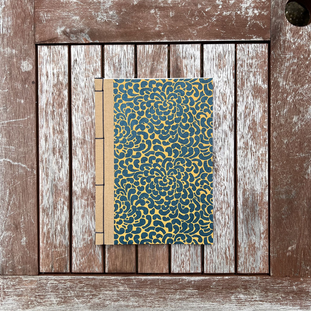 A5 Notebook — Blue/Yellow pattern — Plain 90gsm paper