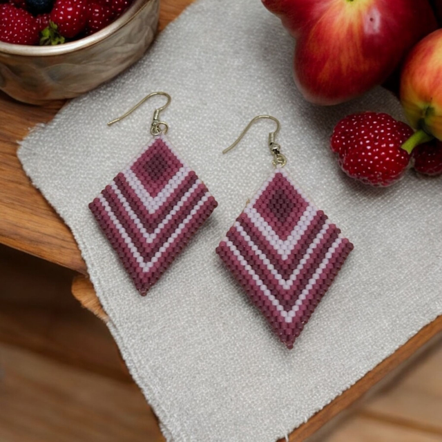 Boucles d'oreilles losanges roses