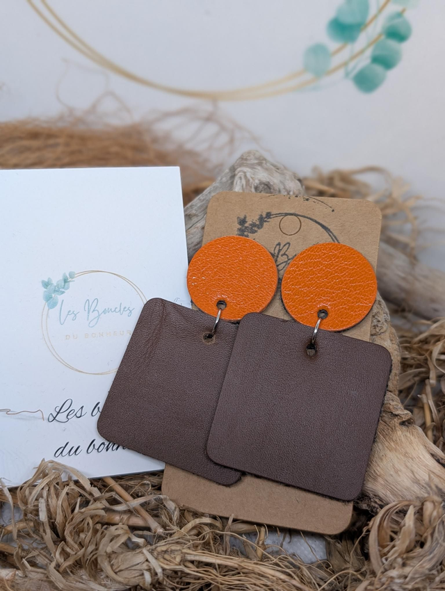 Boucles d&#039;oreilles Perrine chocolat p016