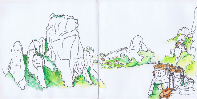 Dibujo Meteora (Grecia)