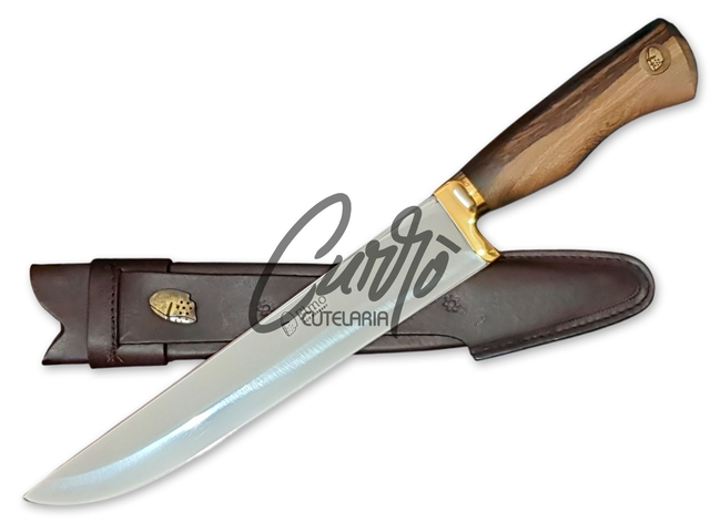 Faca Churrasco 10 Pol Elmo Aço Inox Alemão Cabo Madeira