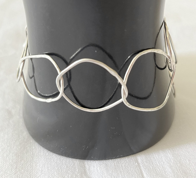 Textured sterling silver rectangular loop bracelet