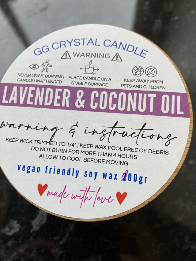 Lavender&amp; Coconut natural soy wax candle with bamboo lid.