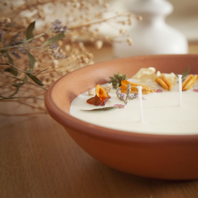 Bougie fleurie | bougie parfumée naturelle Plat Fleuri