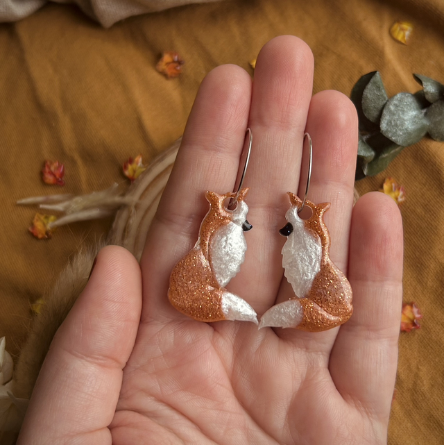 Fox Hoop Earrings Stainless Steel