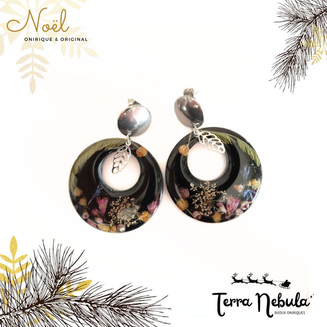 Grandes boucles d&#039;oreilles fleuries Clair obscur | BO035