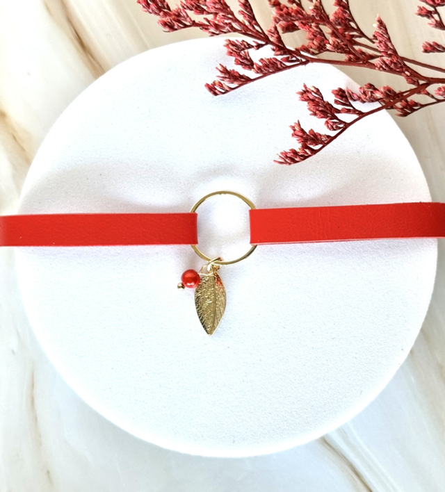 Bracelet INFINE Doré à l’Or Cuir Radiant Red