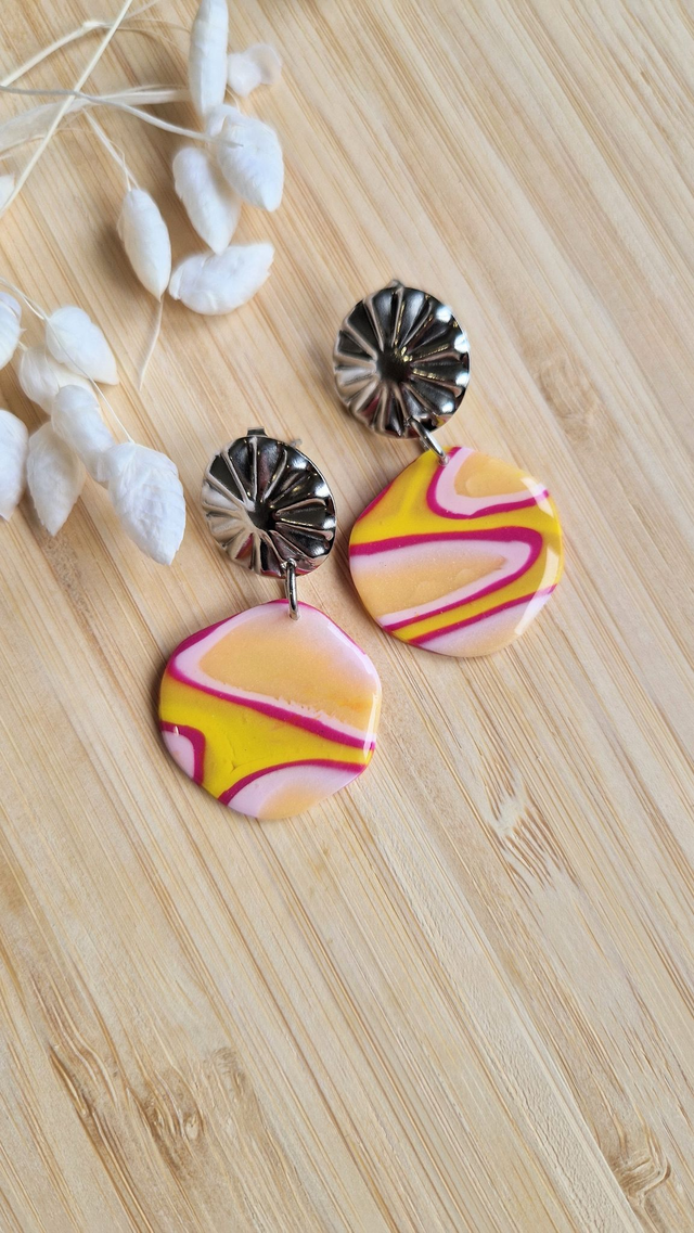 Divine - Collection Pop'Art - Boucles d'oreilles en pâte polymère et résine. 