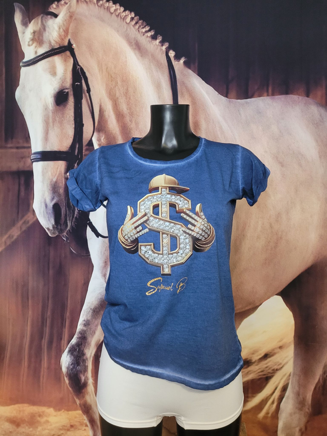 T-shirt femme bleu délavé(A7) – Style unique 