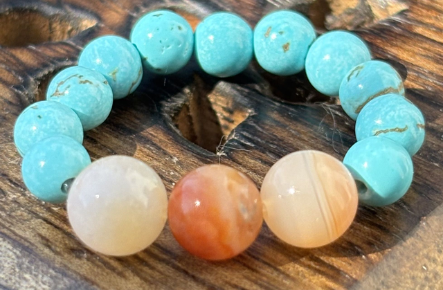 Bague - S/M - Turquoise et Cornaline