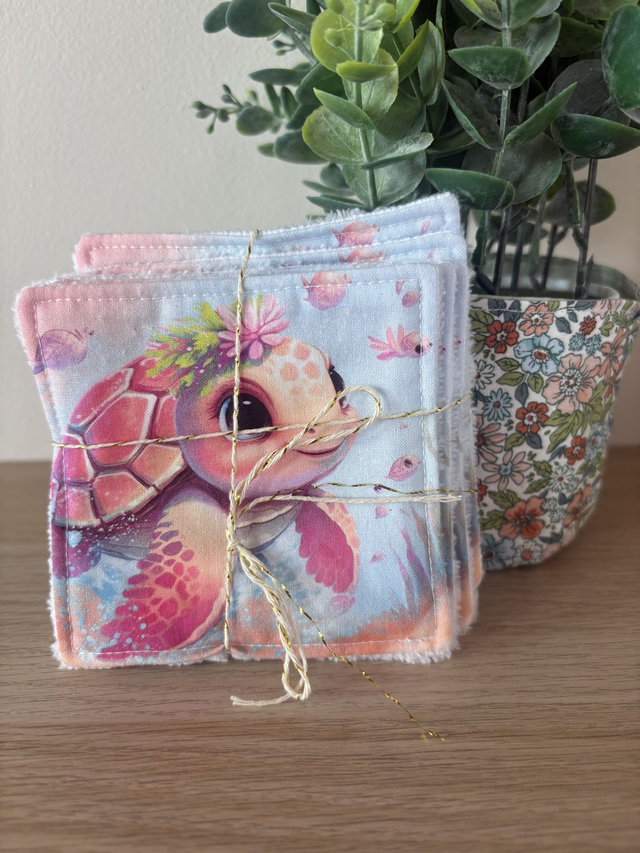 Lingettes Tortue rose - lot de 5