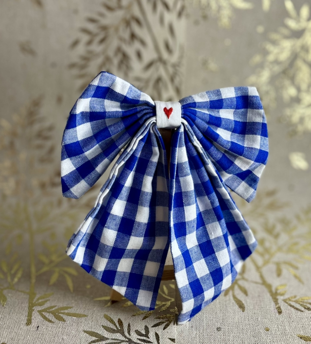 Noeud Ahora* vichy bleu cœur rouge