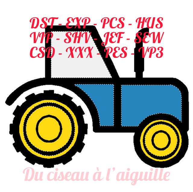 fichier broderie tracteur - Taille 10x10 / 12 Formats