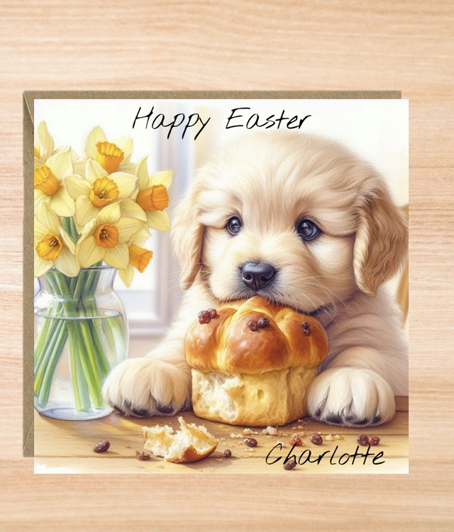 Personalised Golden Retriever Dog Easter Card