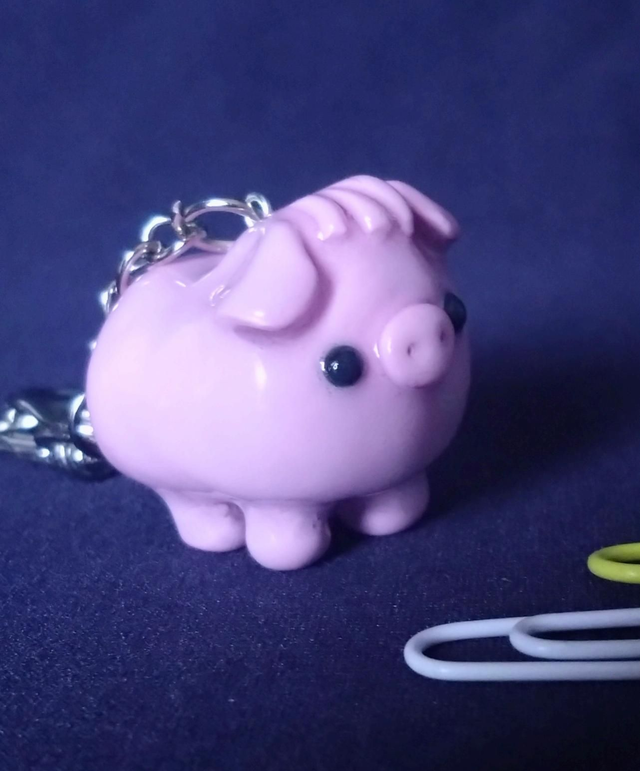 Pink pig clay charm
