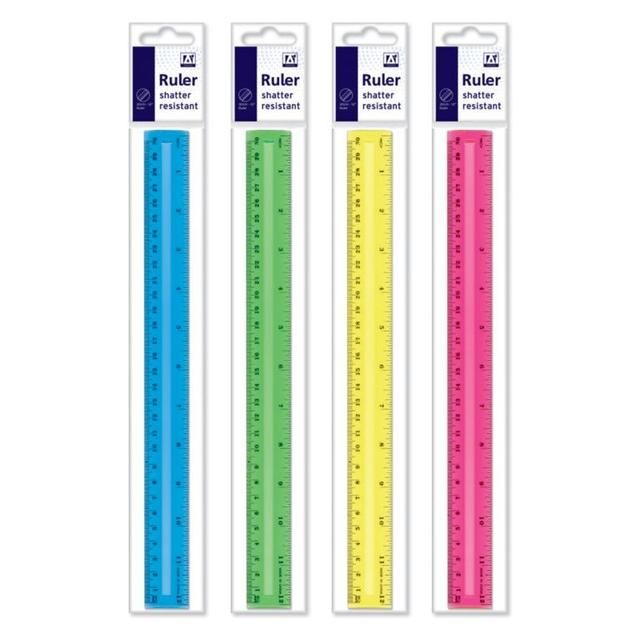 Anker Shatter Resistant 30cm/12" Ruler Assorted Colours