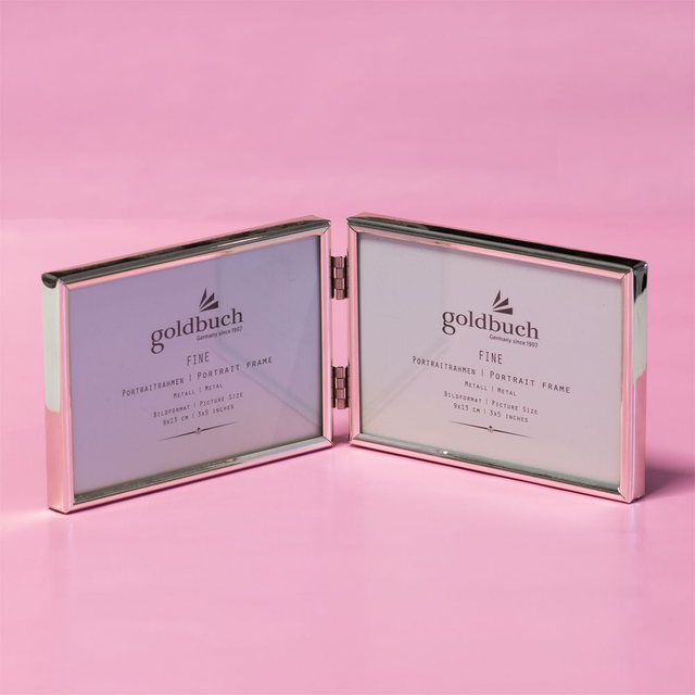 Schattige zware kwaliteit verzilverde Goldbuch fotolijst met ruimte voor 2 liggende foto's van 13x9cm