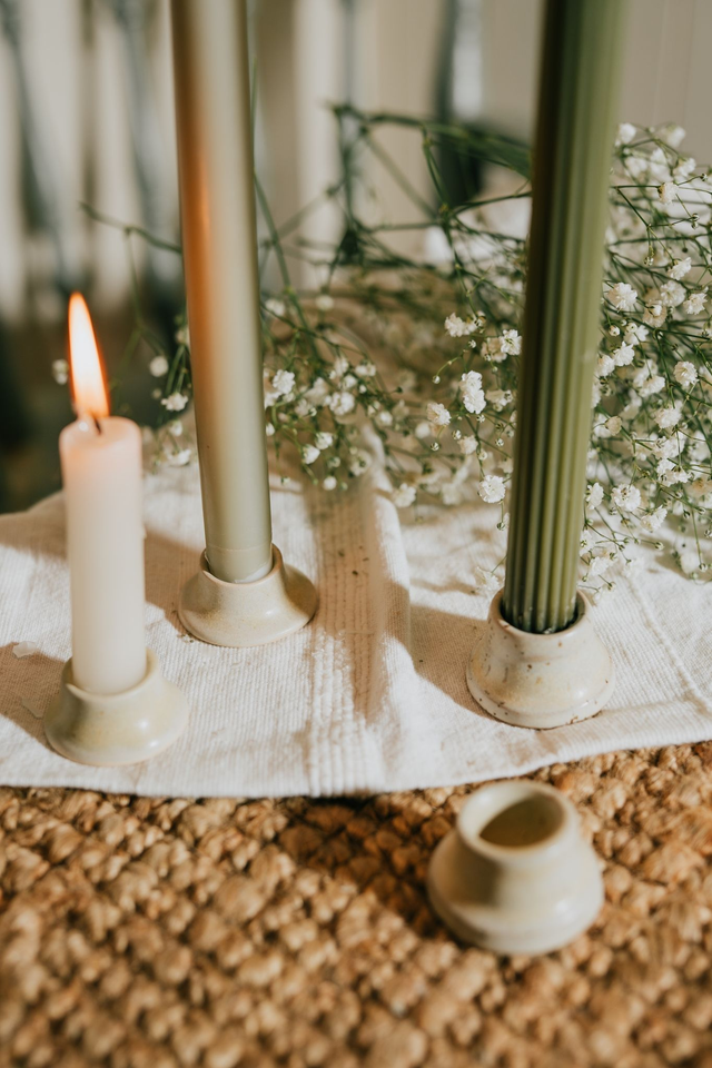 Candlestick Holder | Cream Fleck
