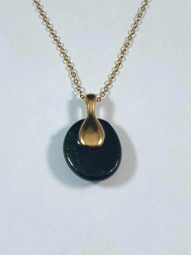 Collier Verre Fusing - Verre Couleur Vert Aventurine