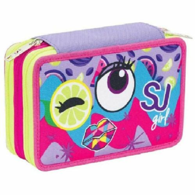 ASTUCCIO Seven® 3 ZIP -Animali SJ Girl rosa/viola Frutta