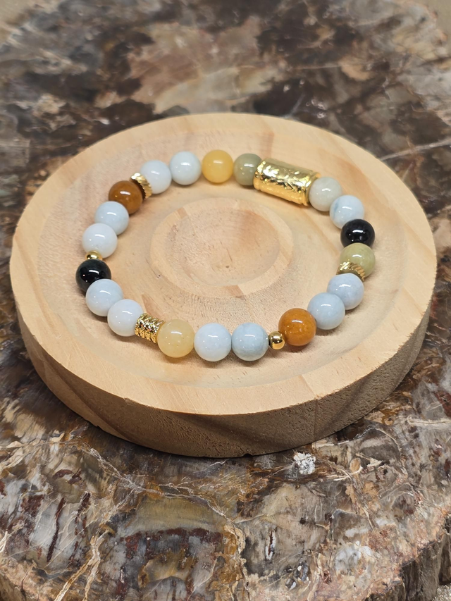 Bracelet Jade de Birmanie multicolore en 0,8 cm