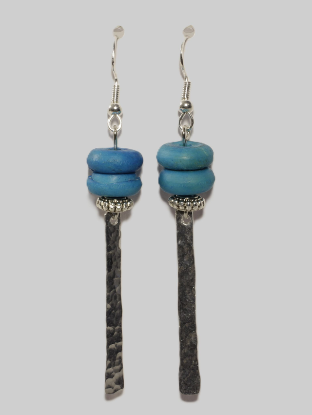Hammered and Bead Earring