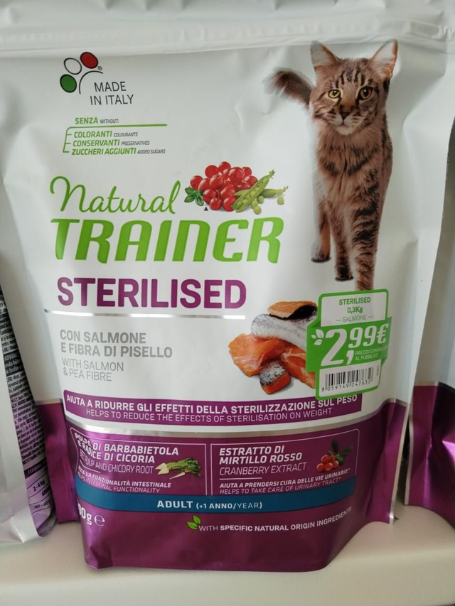 Natural Trainer Sterilised Salmone E Fibra Di Pisello /prosciutto Crudo E Fibra Di Pisello /Tacchino E Fibra Di Pisello 