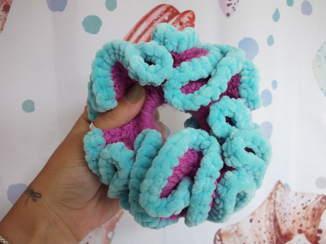 Purple and Turquoise Blue Scrunchie