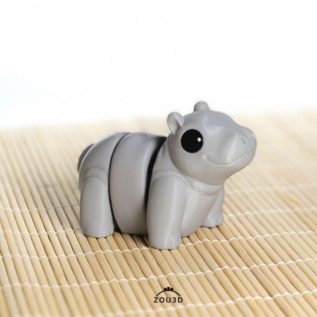 Hippo Articulated flexible Autistic Toy 3D Printed Gift Wiggle Cute Animal
