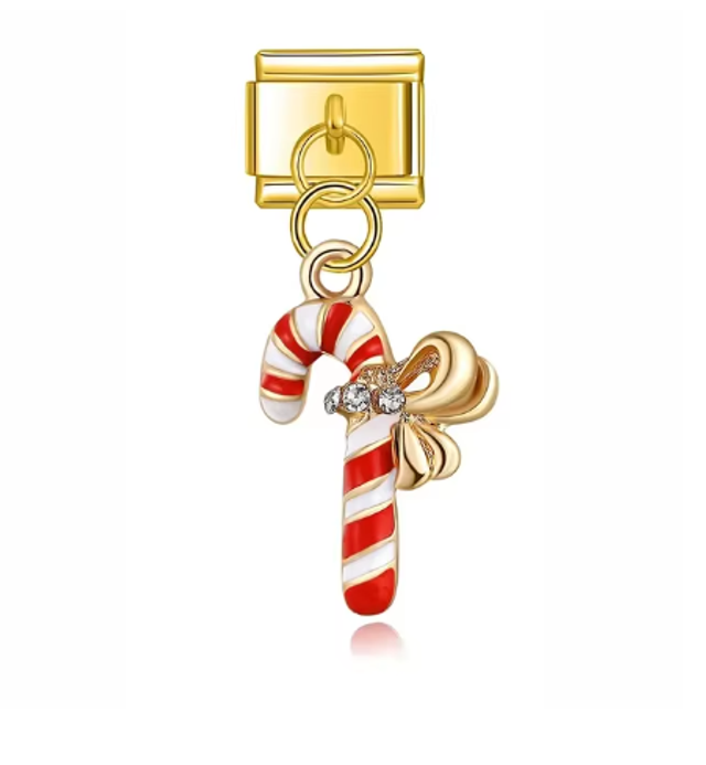 Charm Bastón de Navidad Dorado