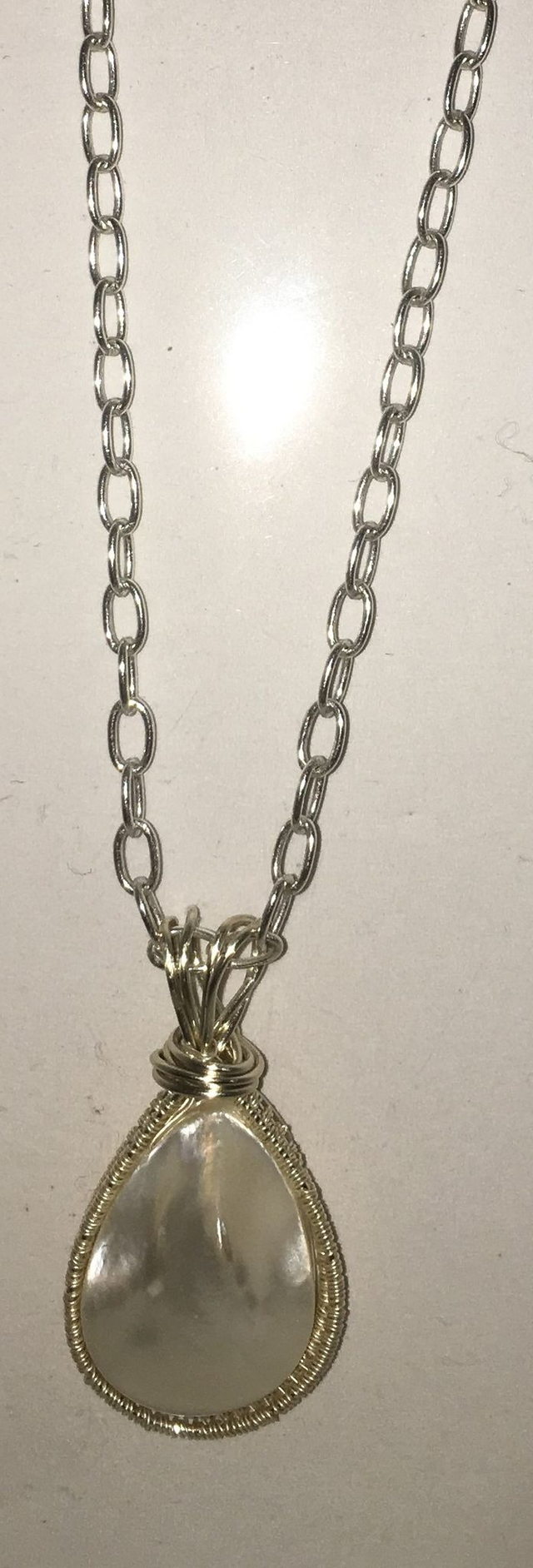 Wire wrapped Shell Pearl Necklace