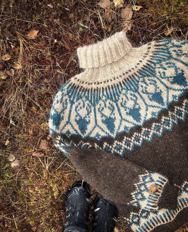 Nordkalott Sweater Kit - Col 01 (Chocolate Heather Álafosslopi) - Wool &amp; Pattern - Linka Neumann