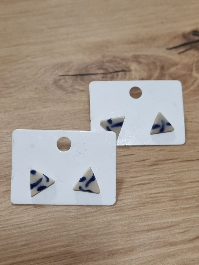 Blue Triangle Stud Earrings