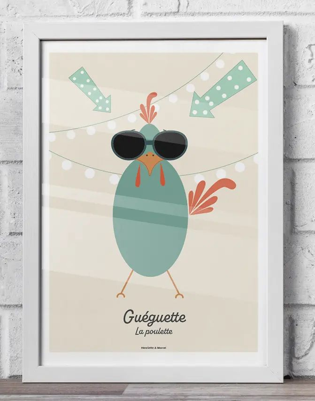 38 - Carte postale enfant poule