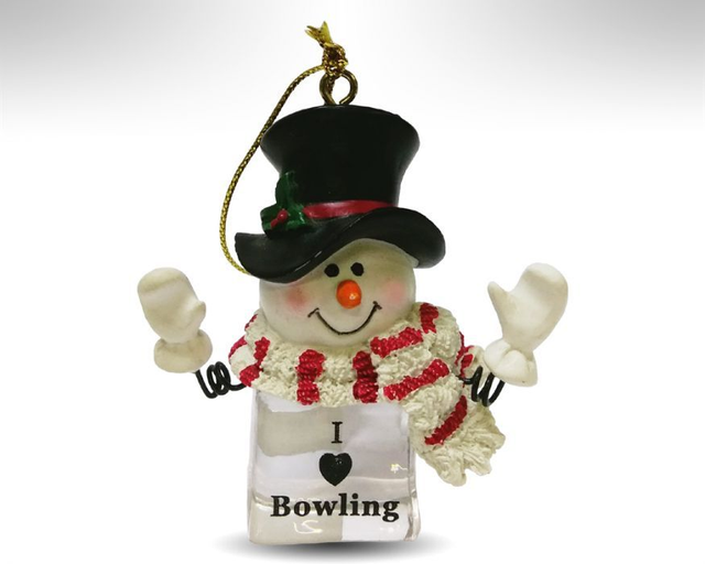Schneemann "I love Bowling" Anhänger