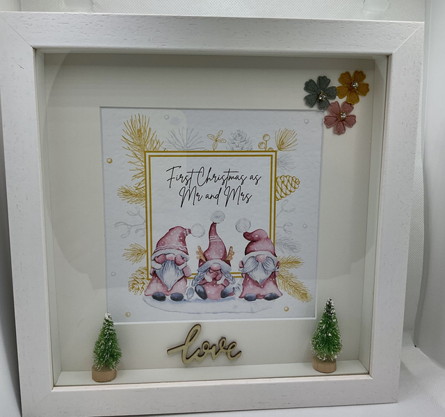 Personalised First Christmas as Mr&Mrs frame. Handmade gift.