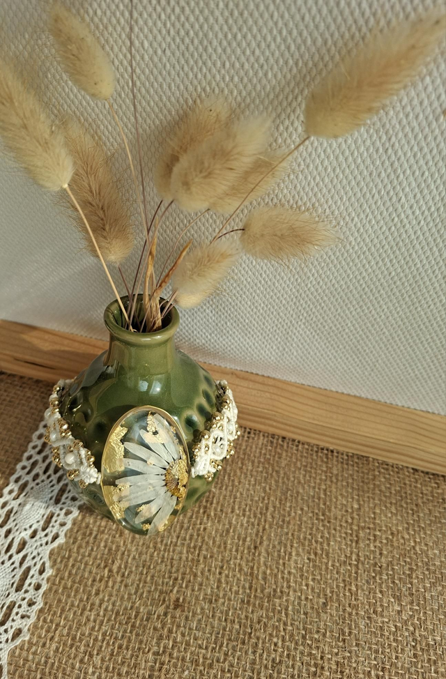 Bracelet "Daisy" micromacramé et Marguerite sauvage 