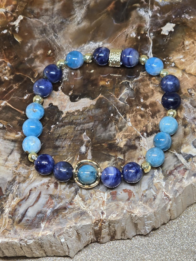 Bracelet Apatite et Sodalite en 0,8 cm