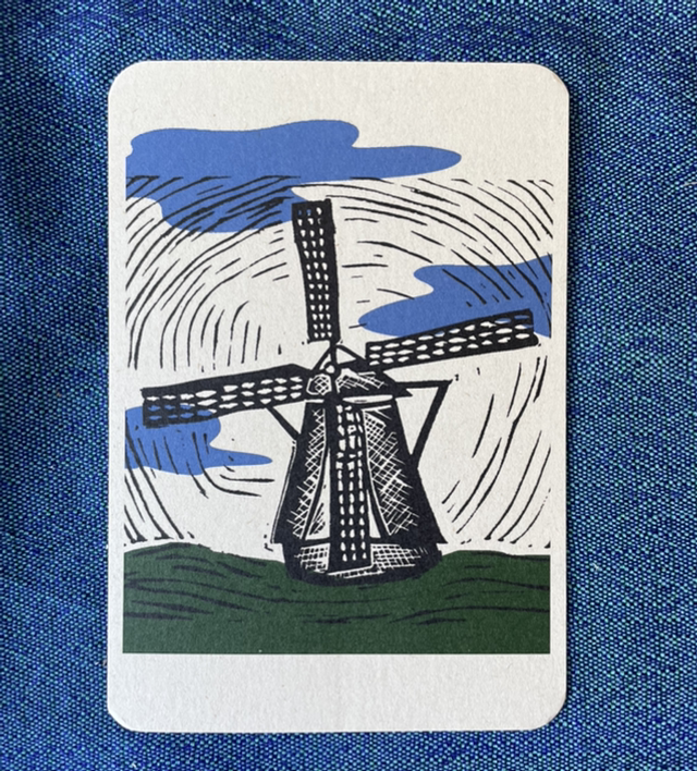 Windmill Postcard w/ Clouds and Ground