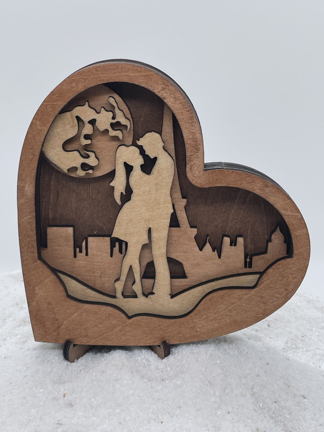 Coeur couple 3d 4 couches couple romantique à Paris