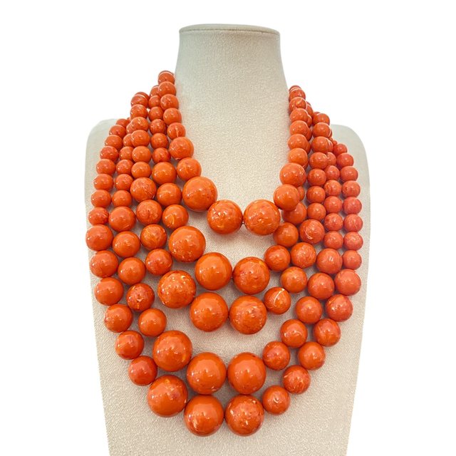 Collana Degrade 5 fili corallo