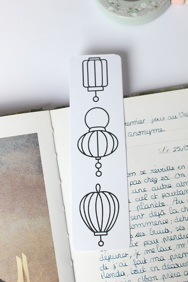 Marque-page « Fleurs asiatiques » à colorier